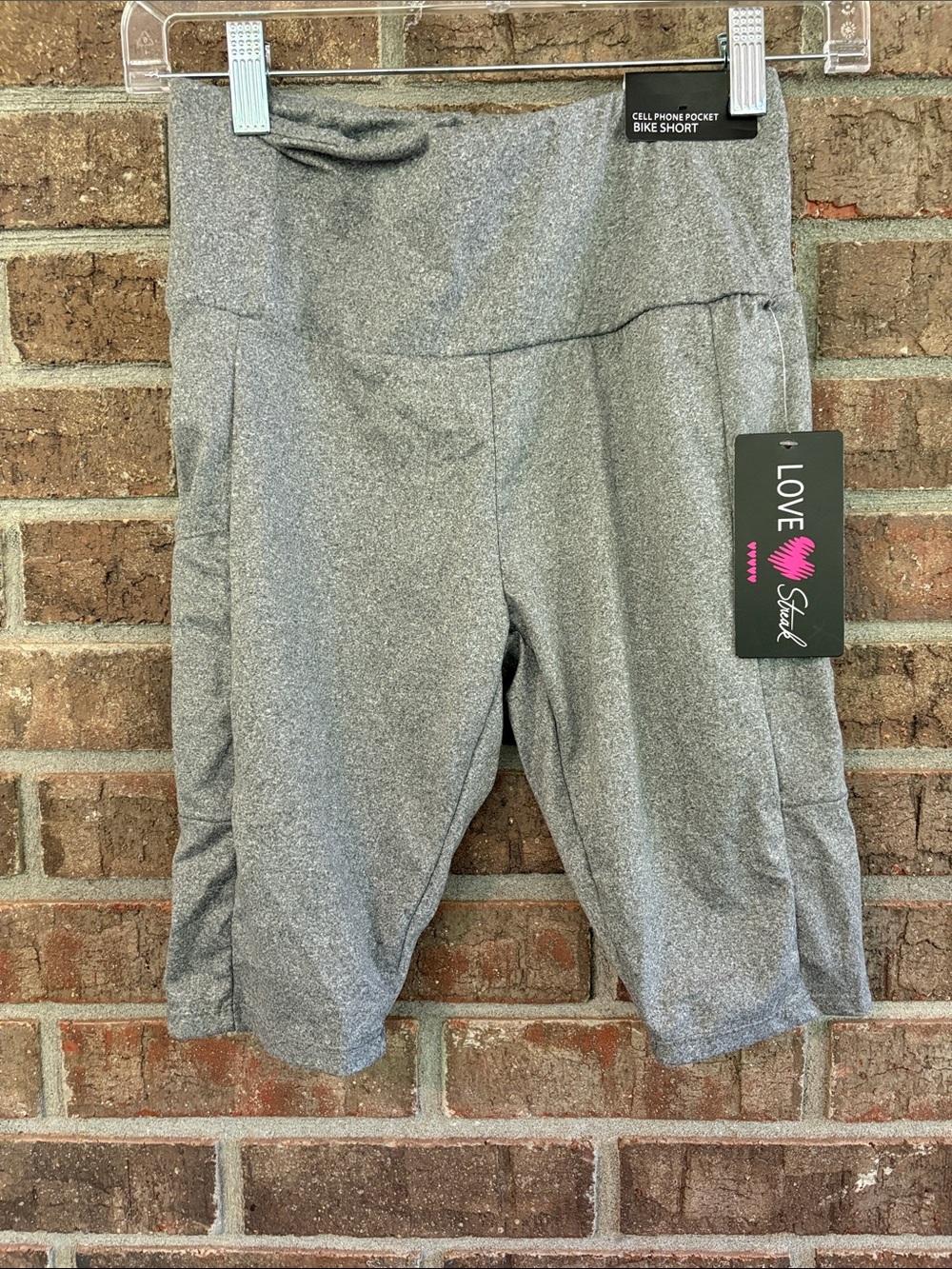 Love Streak Gray Cell Phone Pocket Bike Shorts
